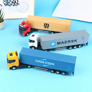 1:36 Pull Back Scale Diecast Container Truck With Light And Sound